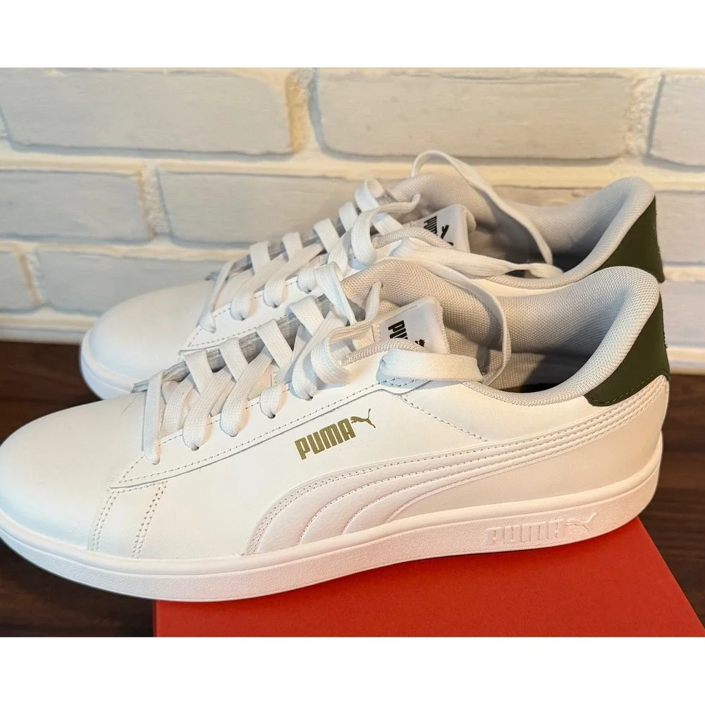 NWT Puma Ace Court Shoe Men 10.5 White Dark Green Gold Sneakers Tennis Retro Low